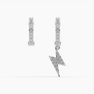 ROCKZS Lightning Hoop Earrings — White CZ
